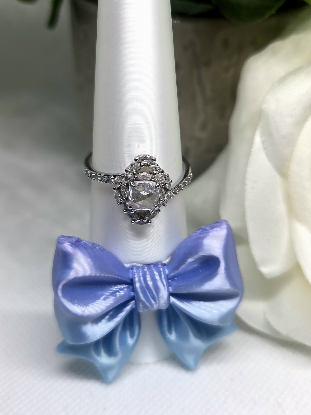 BP Clear Crystal Halo Ring On Rhodium Plating